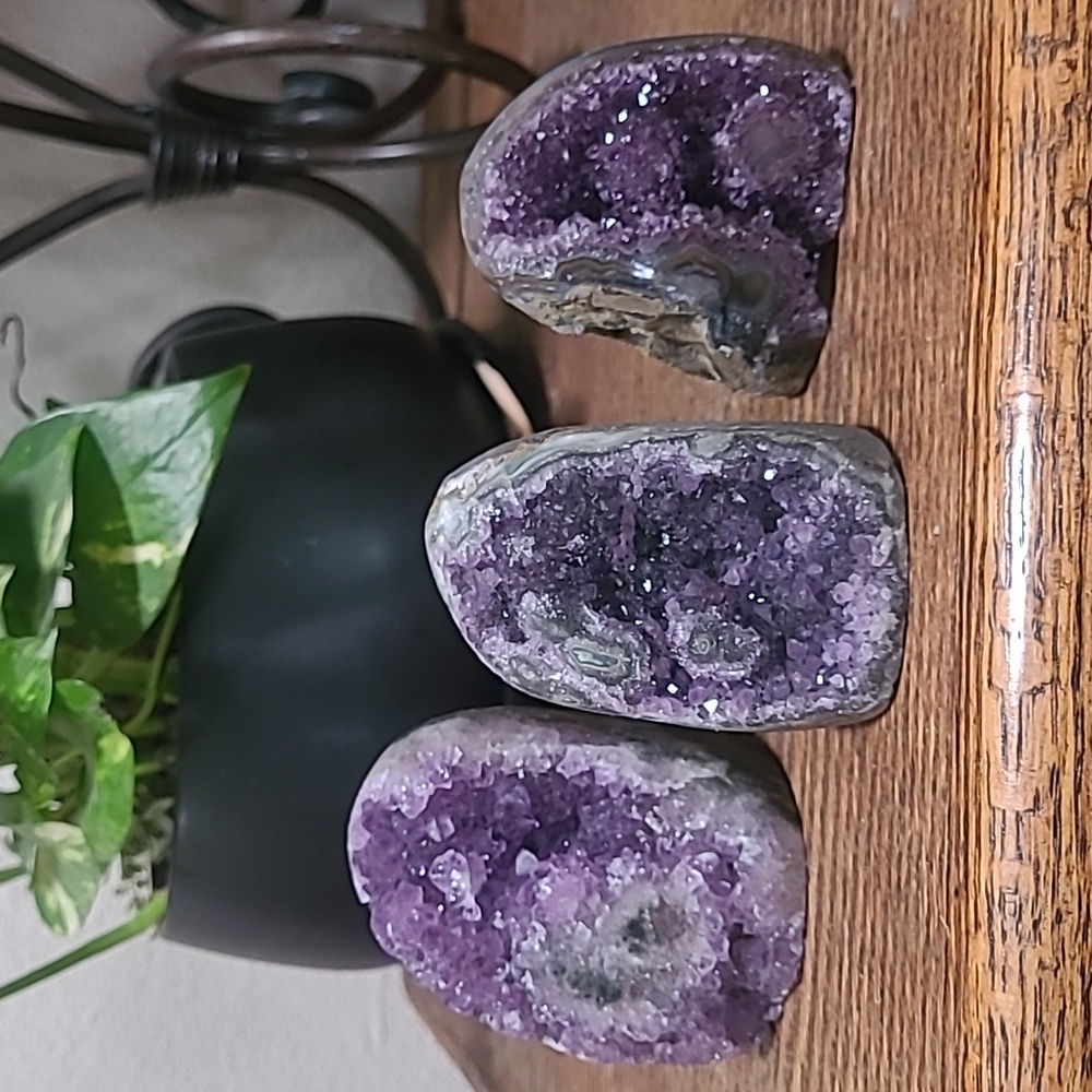 Uraguayan Amythyst Druzy Freeform 3pc Set